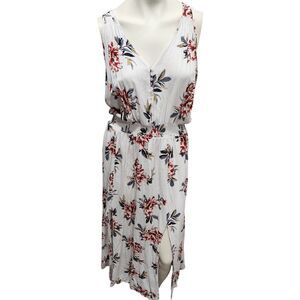 New Look Double Split Floral Maxi Dress V Neck Button Spring Feminine SZ 2X